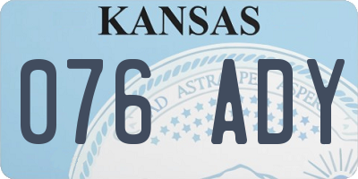 KS license plate 076ADY