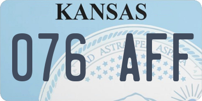 KS license plate 076AFF