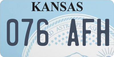 KS license plate 076AFH