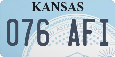 KS license plate 076AFI