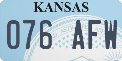 KS license plate 076AFW