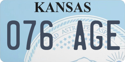 KS license plate 076AGE