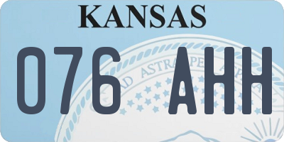 KS license plate 076AHH