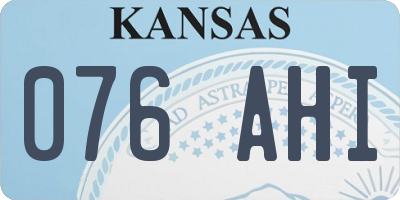 KS license plate 076AHI