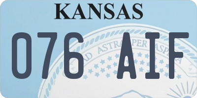 KS license plate 076AIF