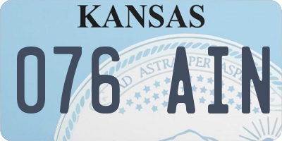 KS license plate 076AIN