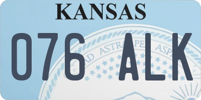KS license plate 076ALK