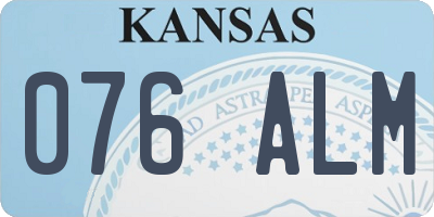 KS license plate 076ALM