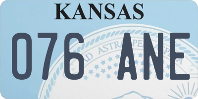 KS license plate 076ANE