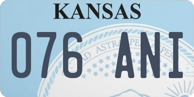 KS license plate 076ANI