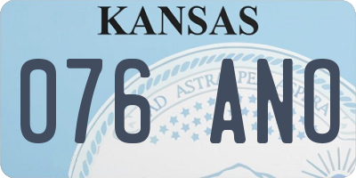 KS license plate 076ANO