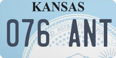 KS license plate 076ANT