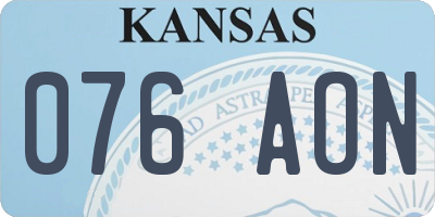 KS license plate 076AON