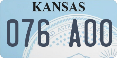 KS license plate 076AOO