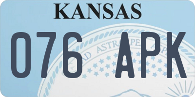 KS license plate 076APK