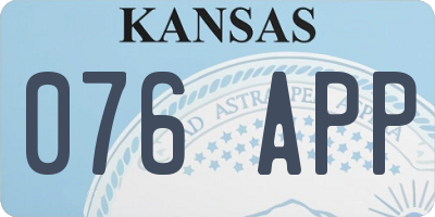 KS license plate 076APP