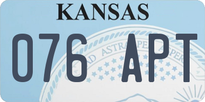 KS license plate 076APT
