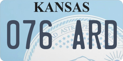 KS license plate 076ARD