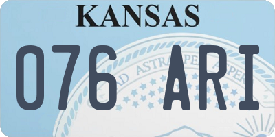 KS license plate 076ARI