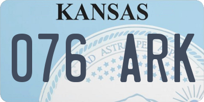 KS license plate 076ARK