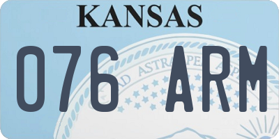 KS license plate 076ARM