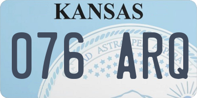 KS license plate 076ARQ