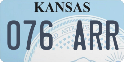 KS license plate 076ARR