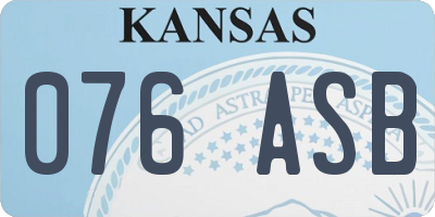 KS license plate 076ASB
