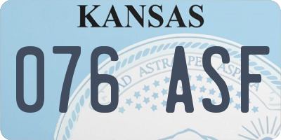KS license plate 076ASF