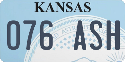 KS license plate 076ASH