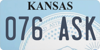KS license plate 076ASK