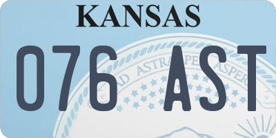 KS license plate 076AST