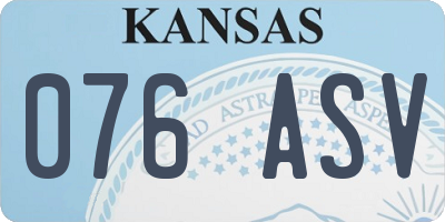 KS license plate 076ASV