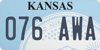 KS license plate 076AWA