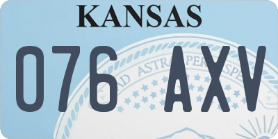 KS license plate 076AXV