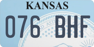 KS license plate 076BHF