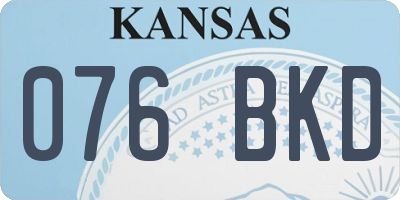 KS license plate 076BKD