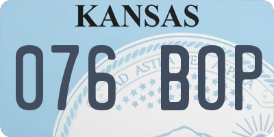 KS license plate 076BOP