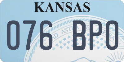 KS license plate 076BPO