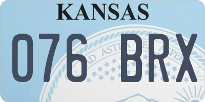 KS license plate 076BRX