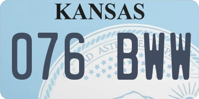 KS license plate 076BWW