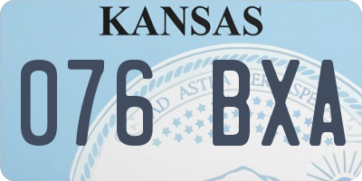 KS license plate 076BXA