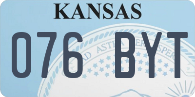 KS license plate 076BYT