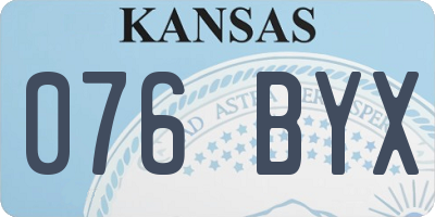 KS license plate 076BYX