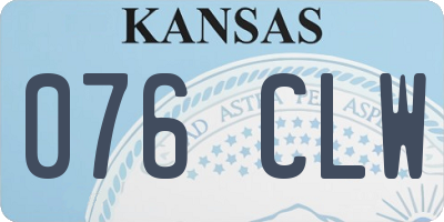 KS license plate 076CLW