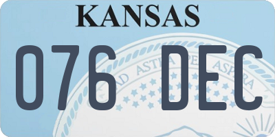 KS license plate 076DEC