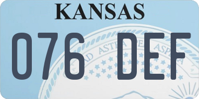 KS license plate 076DEF