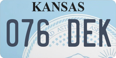 KS license plate 076DEK