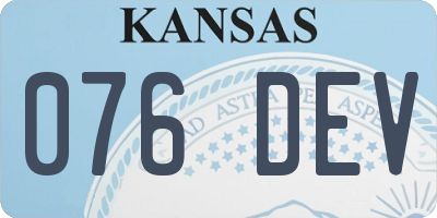 KS license plate 076DEV