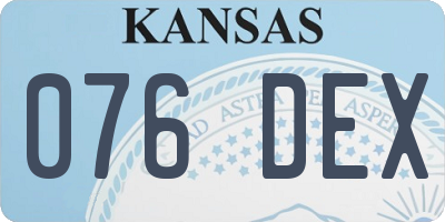 KS license plate 076DEX